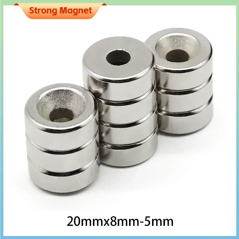 

2/5/10/20Pcs 20x8-5mm Small Round Super Strong N35 Search Magnet Countersunk Neodymium Magnet Disc Imanes Fishing Magnet