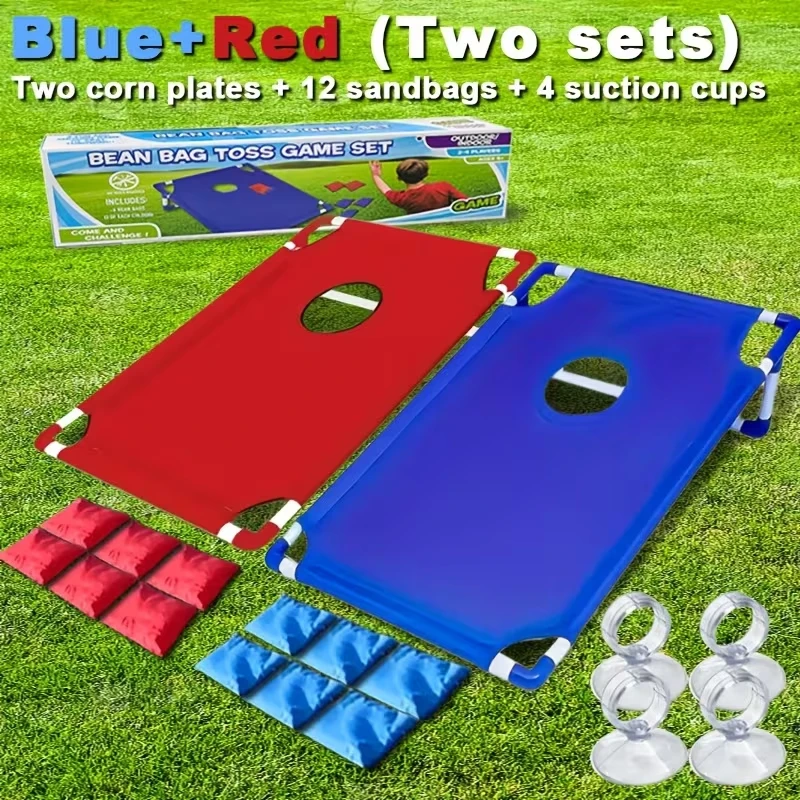 Cornhole Board Set - Tragbares Outdoor-Bean-Bag-Wurfspiel-Set mit 12 Bean-Bags, roten