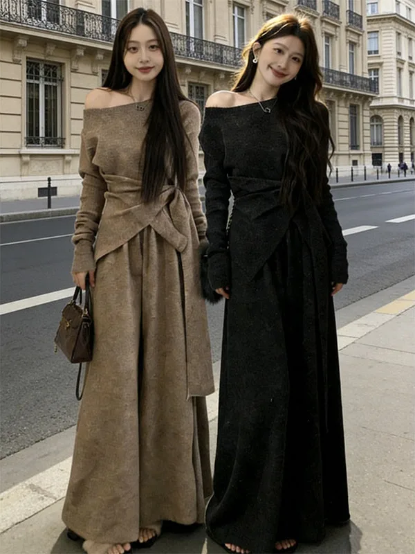 

Slimming High Waist Asymmetrical Women's Set Loose Feel Spring New Korean Sle Two-Piece Suit Casual Loose Fit T-irt And L...