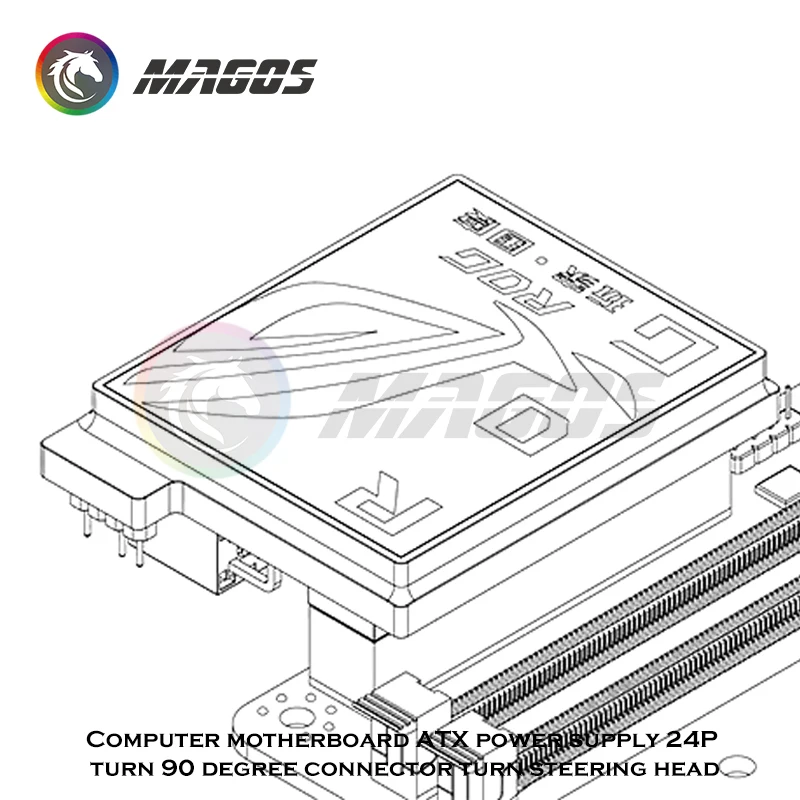 Cable de fuente de alimentación ATX personalizable, conectores de placa base, montaje Modular, 24 pines a 90 grados