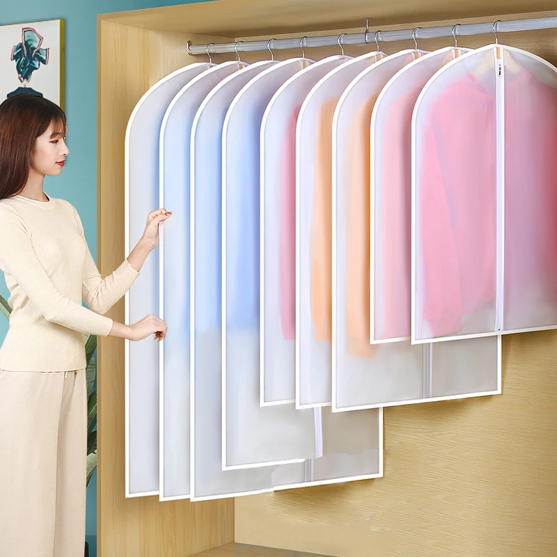 Borsa protettiva per indumenti antipolvere da 5/10 pezzi, copertura per vestiti completamente chiusa con cerniera, borse per vestiti appese, borsa per riporre i vestiti