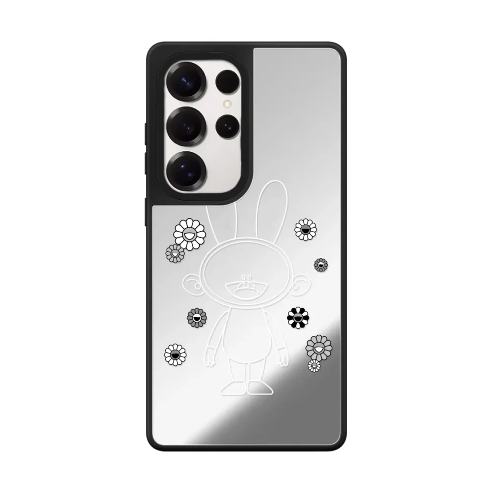 

Creative Cute Line Doll Mirror Magnetic Case for Samsung Galaxy S23 S24 S25 Ultra S25+ Plus Protective Shell Cartoon Flower