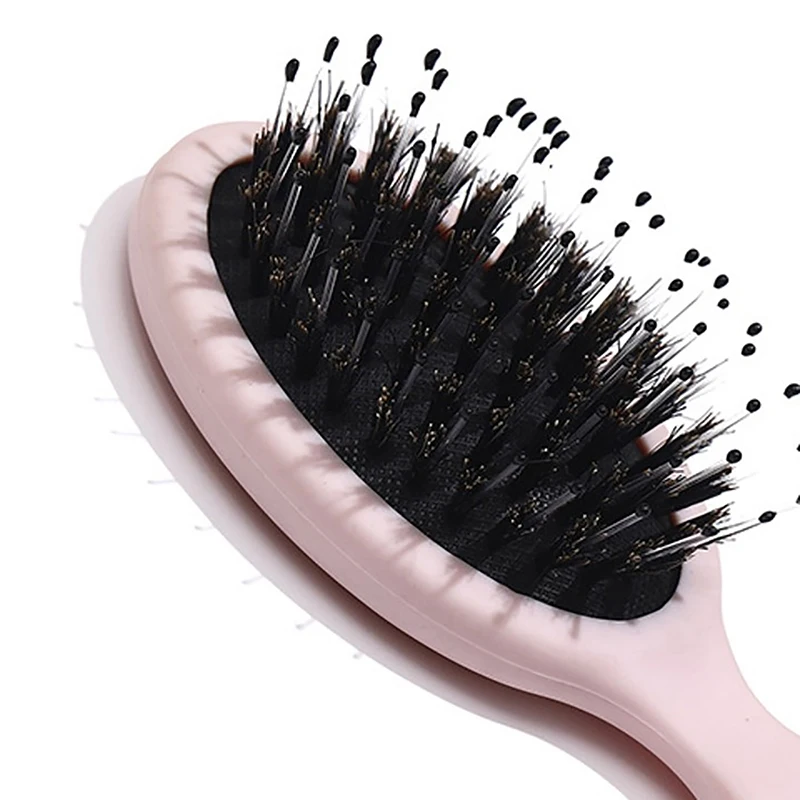 New Natural Boar Bristle Oval Hair Brush Comb Head Scalp Massage Comb Portable Horsehair Comb Fashion Styling Tool