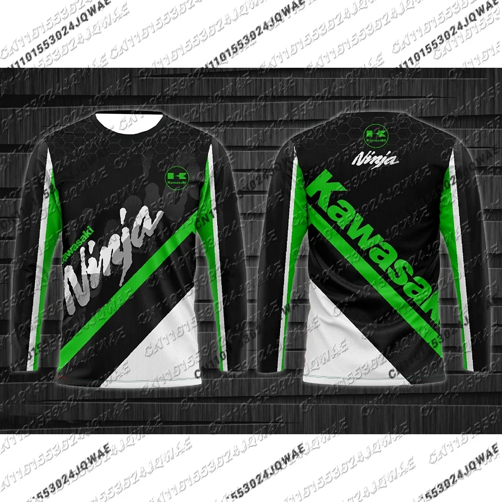 

Kawasaki 2025 New Motorcycle Racing Long Sleeve Shirt O-Neck Loose Oversized Breathable Quick Drying Comfortable Men Women Top