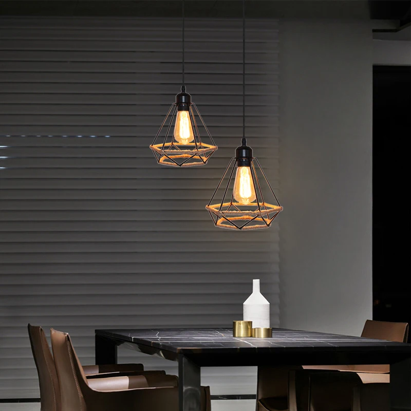 الصناعية قلادة ضوء خمر E27 الثريا الأمريكية الرجعية مصباح معلق مطعم المطبخ غرفة المعيشة المنزل إضاءة داخلية
