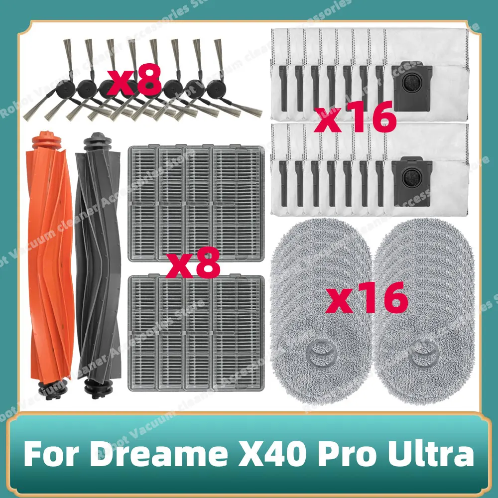 

Compatible For Dreame X40 Pro Ultra Main Side Brush Hepa Filter Mop Cloth Dust Bag Accessories Replacement Spare Parts