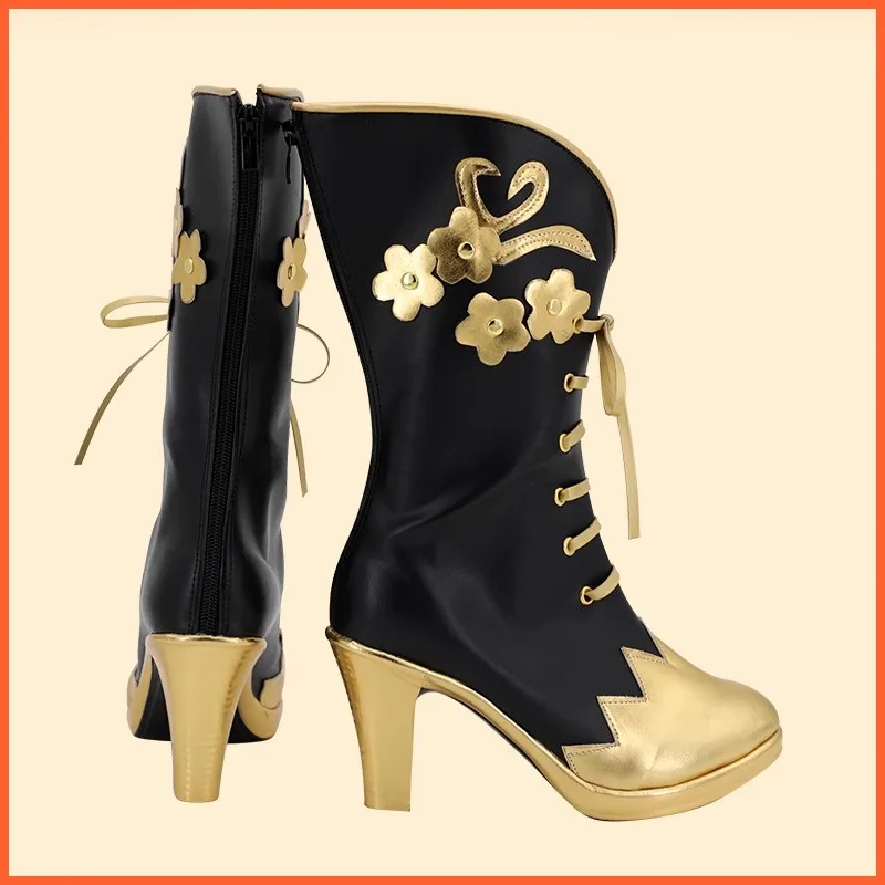 ヴィルシェーンハイトコスプレ黒ブーツ男性女性ハロウィンパーティーカーニバルロールプレイ衣装靴カスタマイズ