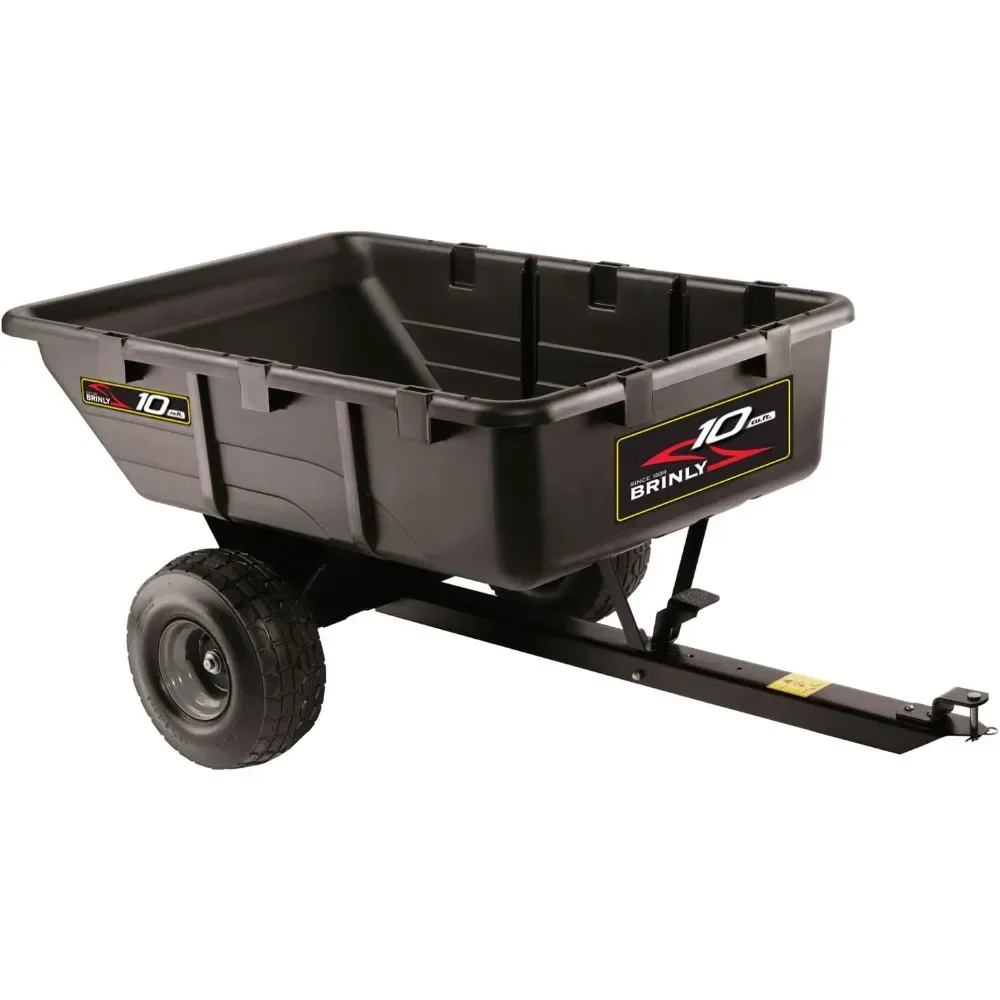 2 10 cu.ft. 650lb Heavy Duty Tow-Behind Poly Utility Cart & Dump Trailer with Compression Molded Bed & Built-