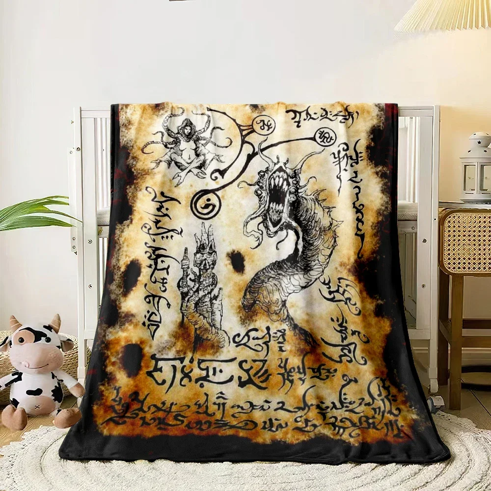 Book of Cthulhu Print Four Seasons Blanket Sofa Bed Cover Soft and Fluffy Blanket Soft Warm Flannel Throw Blanket Gift Art