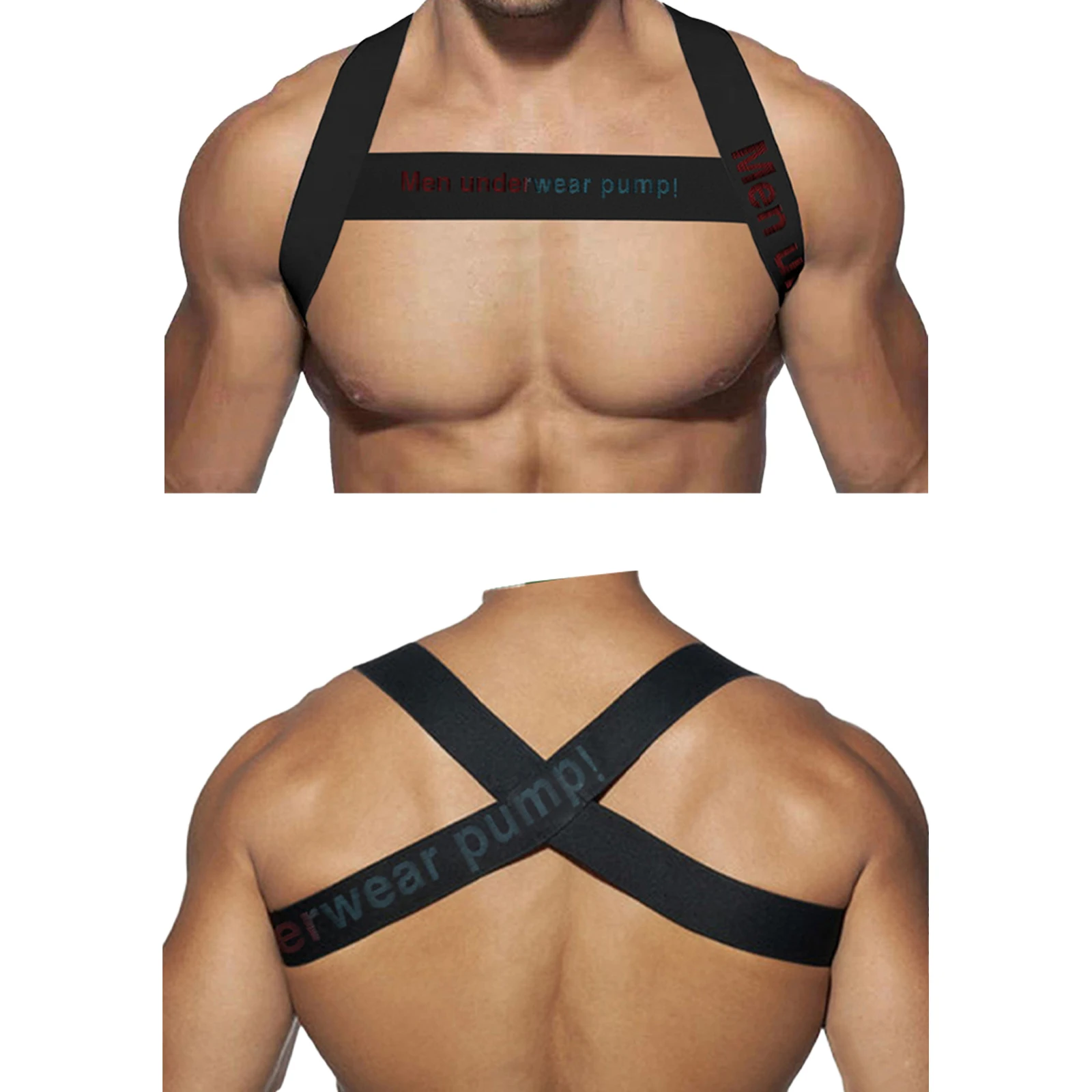 1Pc Uomo Spalla calda con cinturino al torace che abbraccia la schiena che supporta il corsetto muscolare elastico Spalla Cinghie pettorali Cintura Accessorio per costume