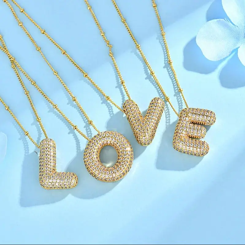 YEEVAA Letter Initial A-Z Short Pendant Necklace, Cubic Zirconia Inlaid, Fashion Jewelry, Unique Gifts