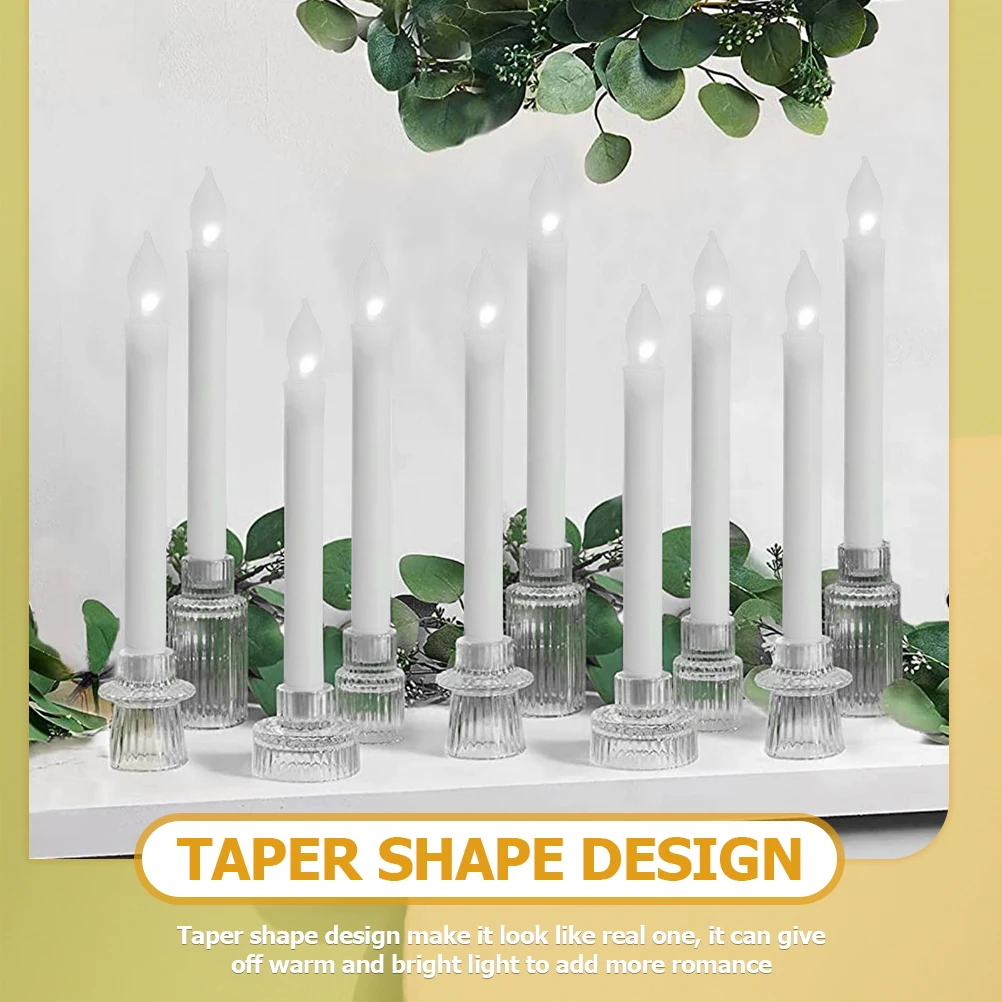 

6pcs Led Flameless Taper Candles Operated For Wedding Party Festival Decor Centerpiece Romantic Atmosphere Home