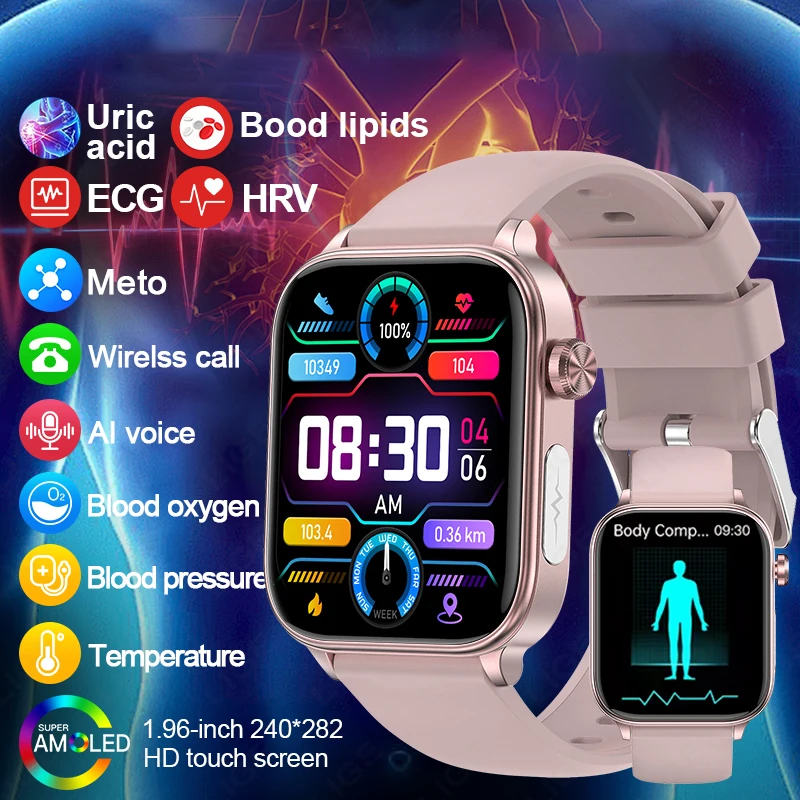 

LIGE Новые Смарт-часы ЭКГ для мужчин, пульсометр, мочевая кислота, SOS, функция первой помощи, спортивные наручные часы, Bluetooth-вызов, женские умные часы