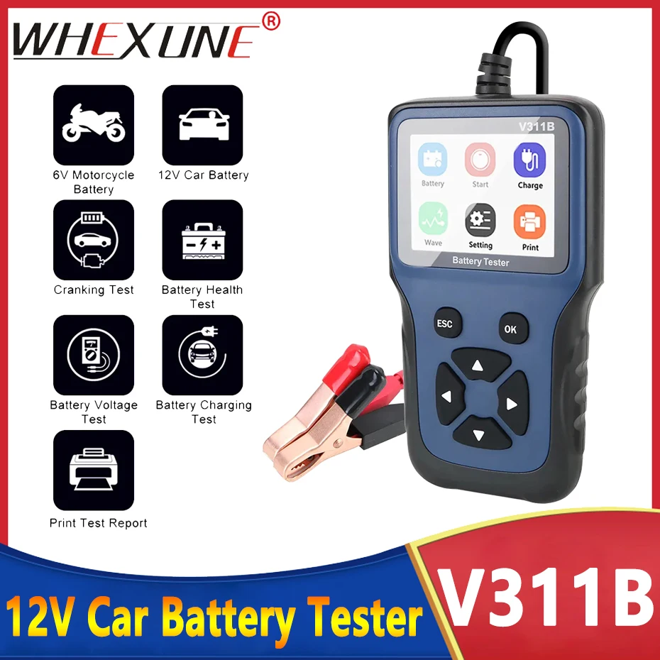 Тестер автомобильной нагрузки V311B, 12 В, 100 ‑ 2000CCA