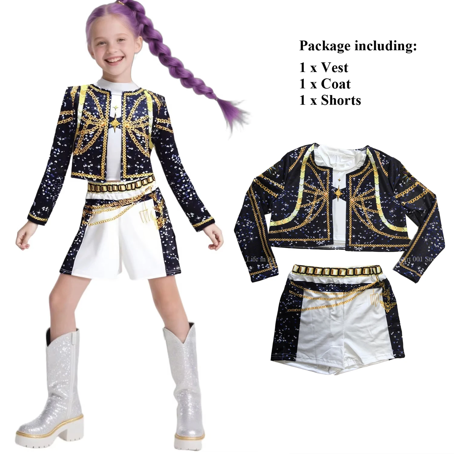 

Kids Girls 3D Print Rumi Mira Zoey Cosplay Costume Kpop Demon Hunters K-Pop Huntrix Rumi Cosplay Suit Halloween Party Outfit
