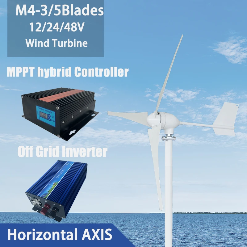 High Efficiency 15000W 12V 24V 48V Horizontal Ac Wind Turbine Generator Home Use Low Noise Overseas Warehouse Fast Delivery