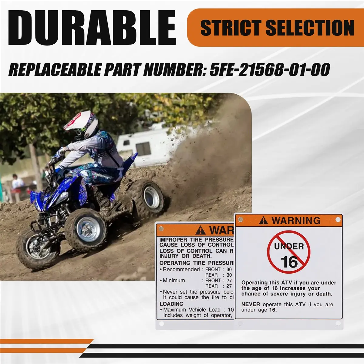 #32H (Metal)For Yamaha Warning Decals Stickers Backed Raptor Blaster Banshee,Automotive Parts & Accessories