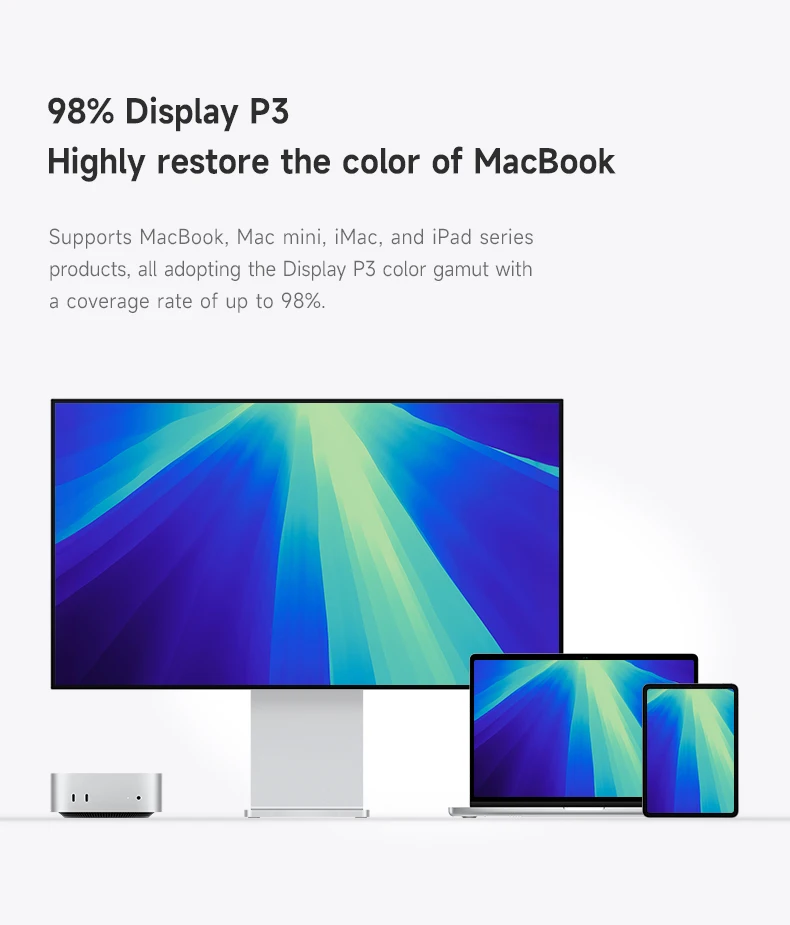 Monitor de computador Nano IPS 4K de 27 polegadas com corpo de liga de alumínio, cor de 10 bits, relação de contraste 2000:1, sem cintilação, baixa luz azul