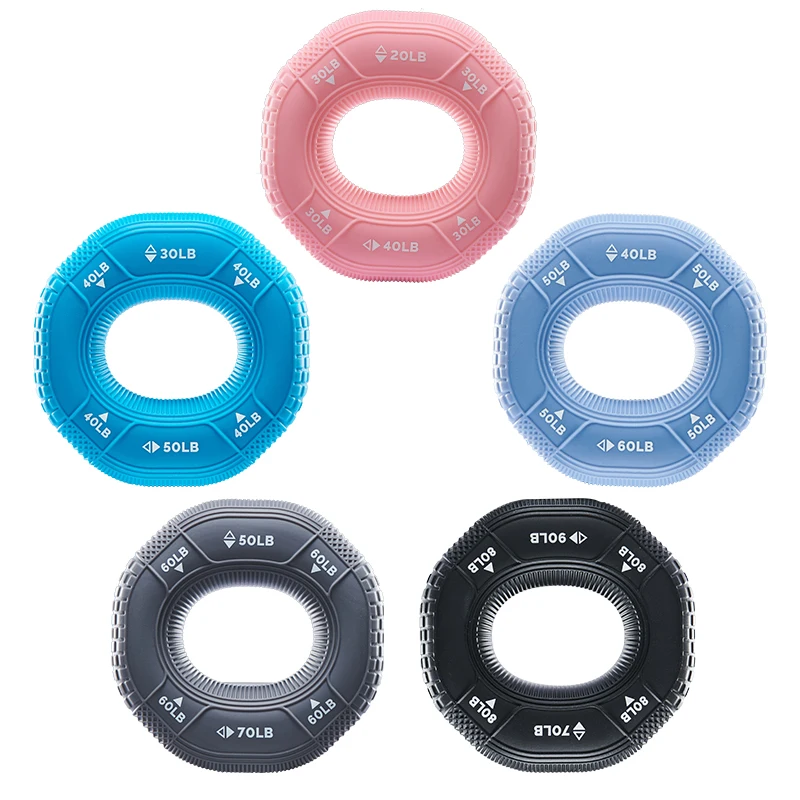 Silicone Hand Grip Arm Strength Exercise Adjustable 20-90LB Gripping Ring Fitness Gym Finger Forearm Trainer Carpal Expander