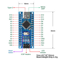 New Arrival TYPE-C USB NANO-V3.0 CH340 ATMEGA328P-AU Controller Board Development Board for Arduino Nano V3.0