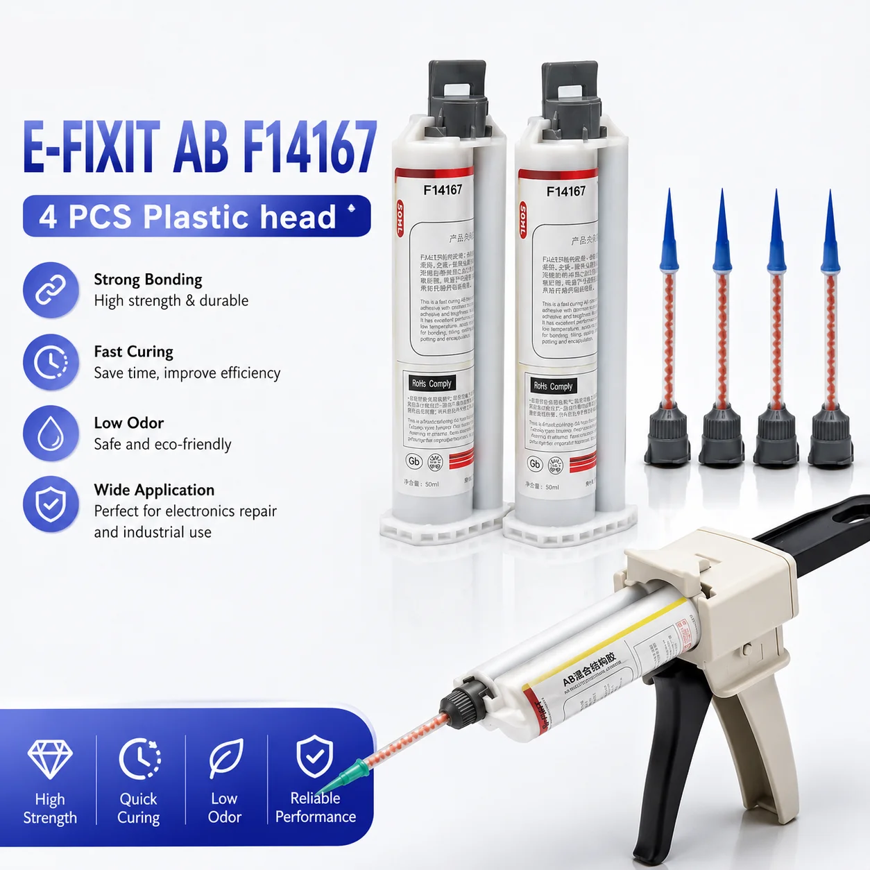 E-FIXIT AB Mixing Structural Adhesive Bonding Glue for Phone Back Glass Camera Lens LCD Frame Repair Work