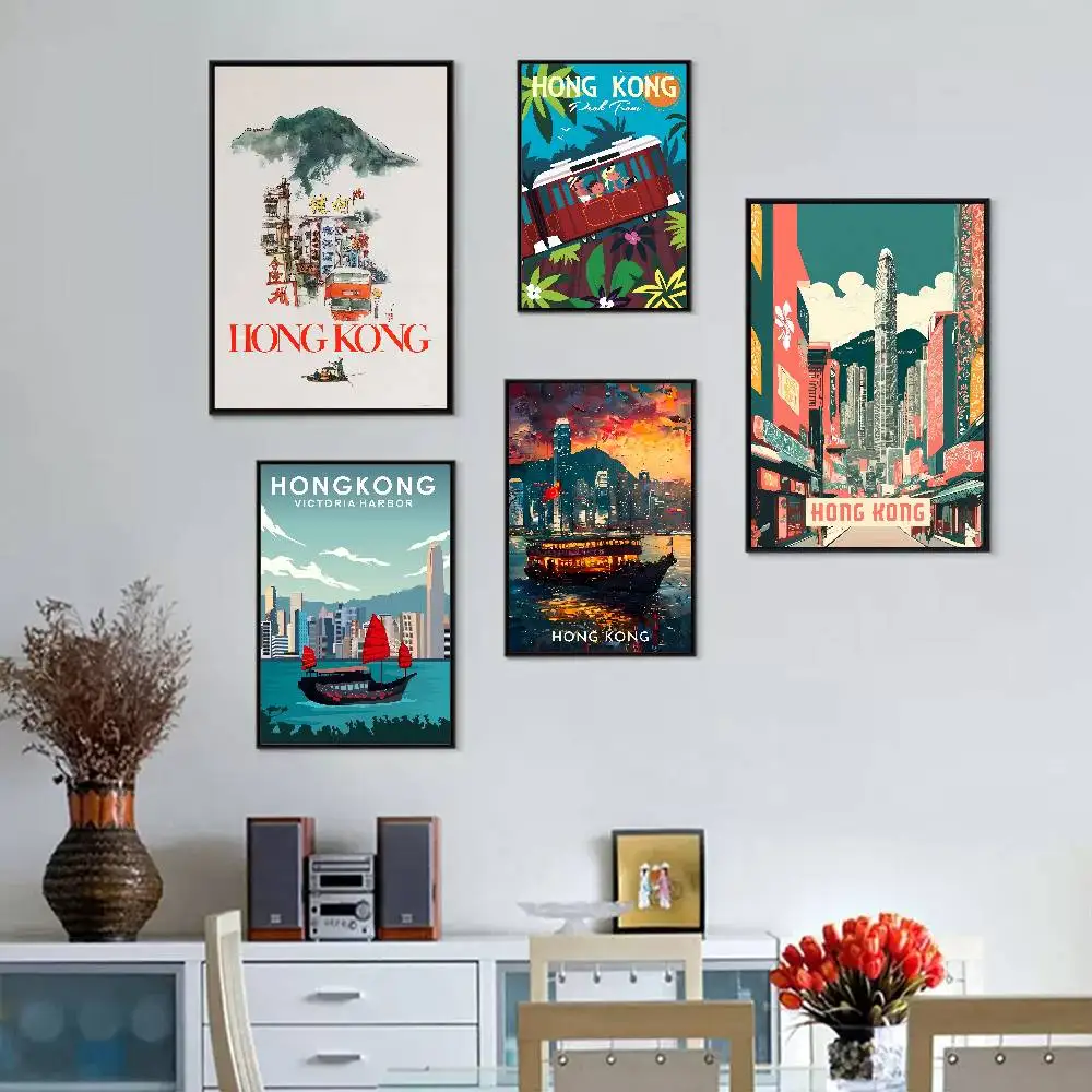 Frameless 1PC Hong Kong Classic Vintage Posters Whitepaper Prints Posters Artwork Kawaii Room Decor