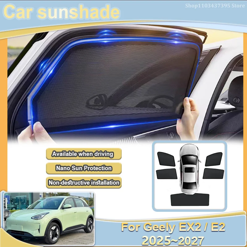 For Geely EX2 E2 2026 Proton eMas 5 2025-2027 Car Mesh Light Blocking Curtains Anti-UV Window Privacy Sunshades Car Accessories