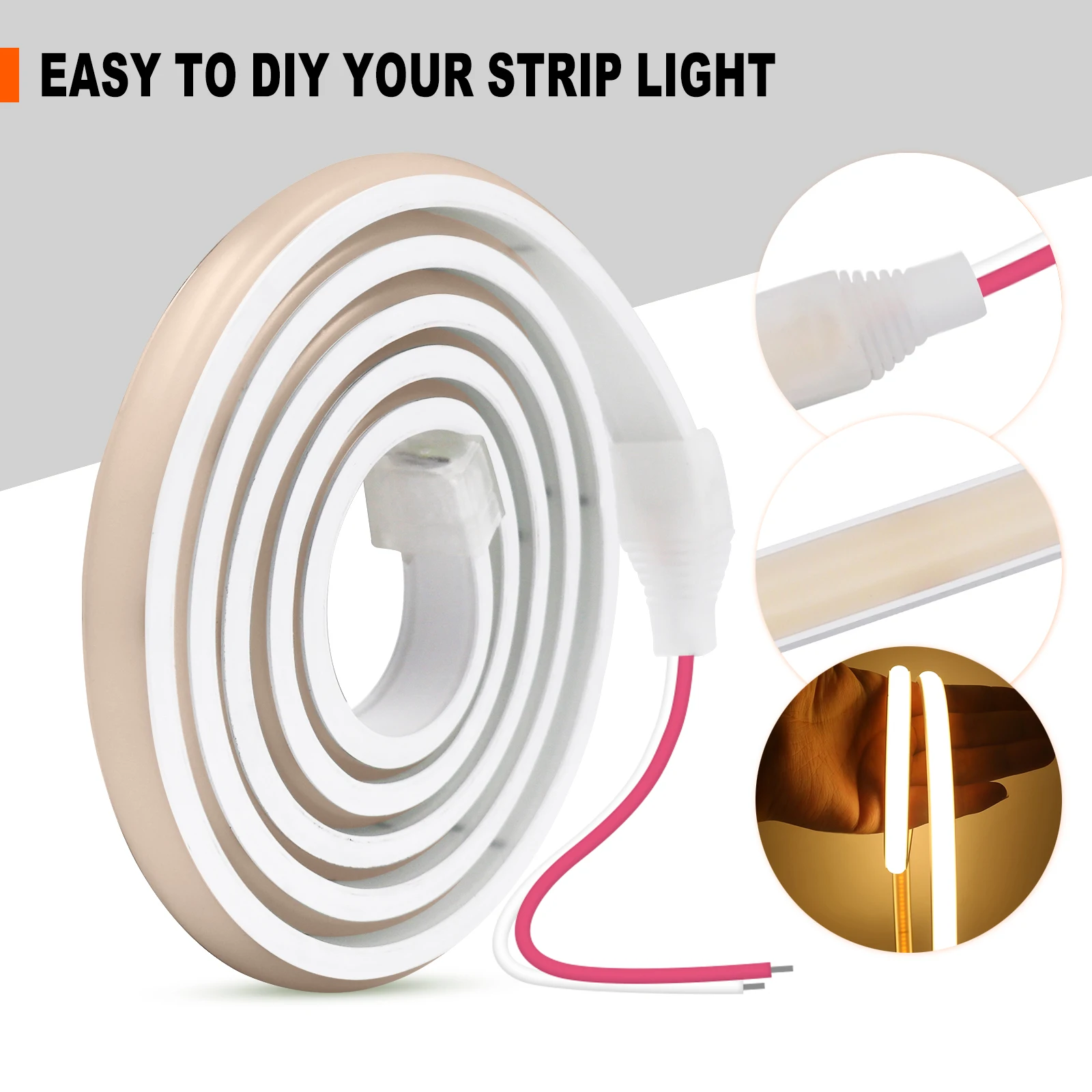 DC12V 24V COB NEON LED Strip Lights 10M 320LEDs/M Adhesive Tape Night Lamp IP67 11mm Ultra Bright RA90 Linear 3000K 4000K 6000K