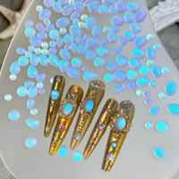 50pcs Mix Size Diamond Blue Tears Nail Charms Mermaids Color Bead Nail Accessories Matte Droplet Shaped Aurora Gradient Crystal