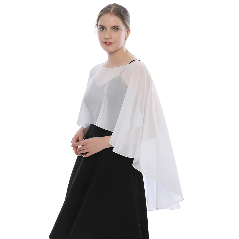 2024 Women Chiffon Capes Shawl Ladies Evening Wedding Cape Shrug Lady Bridal Lightweight Long Shawl and Wraps Dress Cover Up