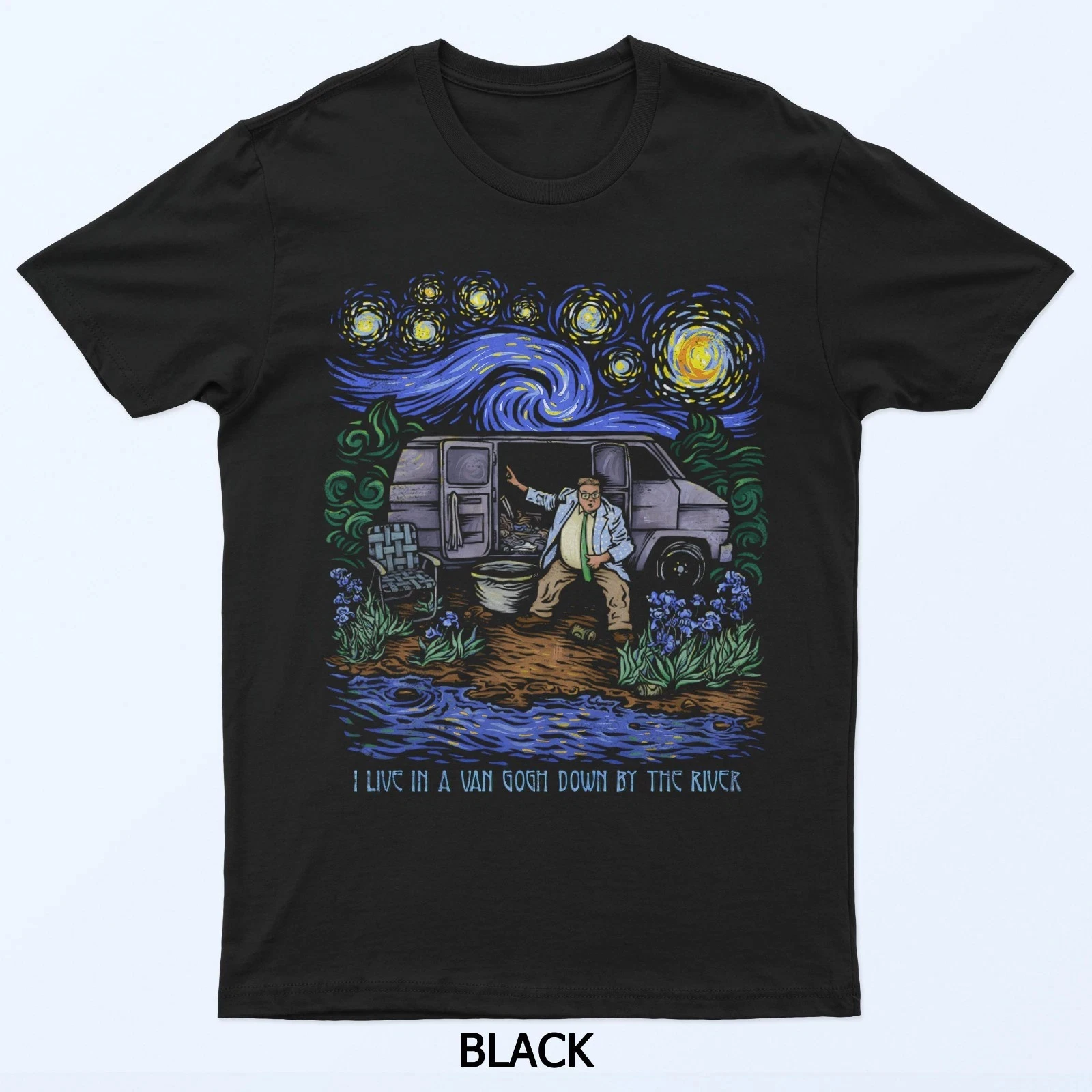 

Футболка Van Gogh Down By The River с художественным принтом, счастливый Хэллоуин, удобная и повседневная спортивная одежда, мужская одежда, мужская футболка