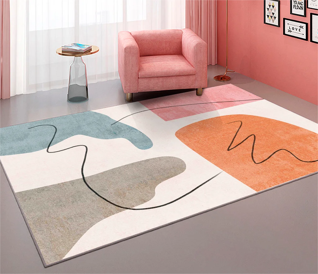 VIKAMA Modern Simple Pink Living Room Carpet Home Decor Girls Bedroom Bed Blanket Large Sofa Coffee Table Cloakroom Floor Mat