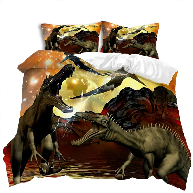 Dinosaur Duvet Cover Twin Microfiber 3D Animal Comforter Cover Jurassic World Park Dinosaur Bedding Set For Kids Teens Boys Room