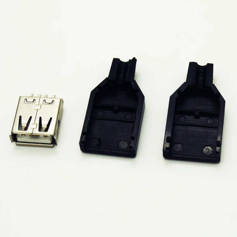 10sets DIY USB lodni typ pánský ženské konektorů spojování adaptér USB zdvihák 2.0 pájení kolíček nástrčkový s plastový lastura dia.3.2mm