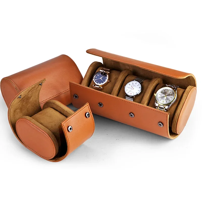 IBBETON Watch Roll Travel Case Portable Vintage Leather Watch Display Case Watch Storage Box Watch Organizers of Men Gift