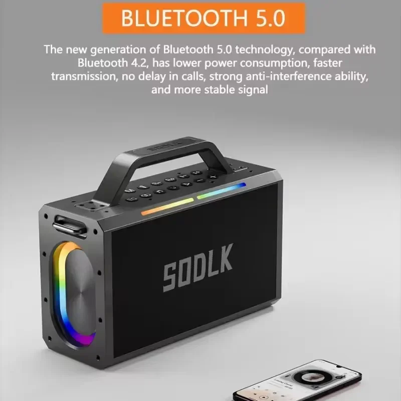 SODLK S1115 Bluetooth Speaker with Microphone 200W High Power Super Bass Outdoor Karaoke System Sound Card All-in-one Machiner