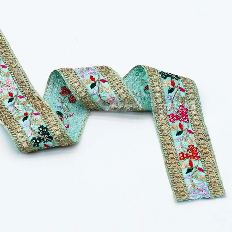 30Yards Jacquard Ribbon Leaves Pattern Ethnic Trim Embroidered Woven Webbing Tape For Clothing Sewing Decorative