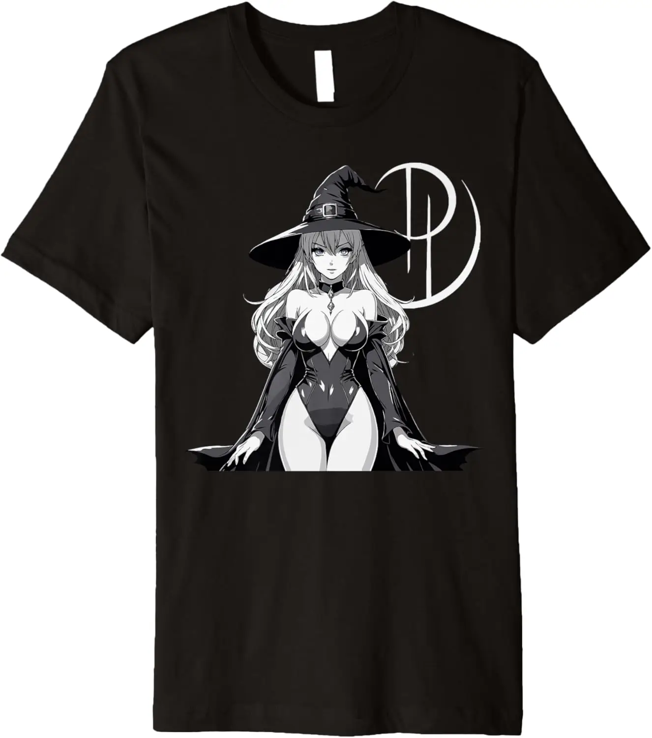 

Sexy Waifu Witch Anime Girl Japanese in Black and White Art Premium T-Shirt