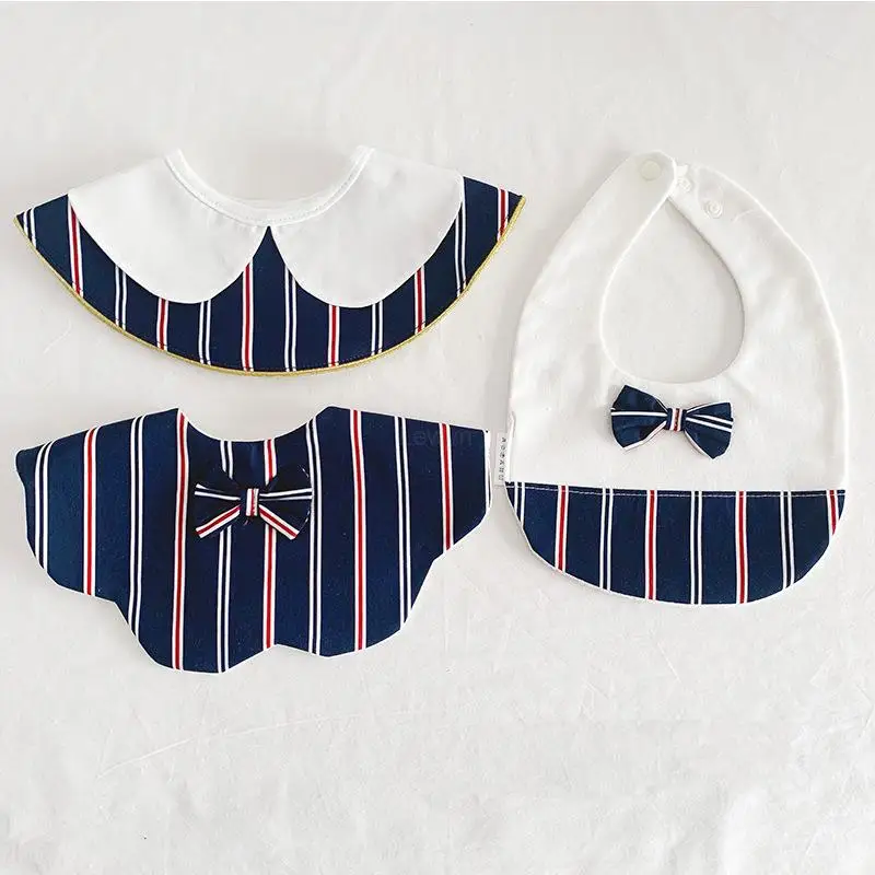 3Pcs/lot Baby Girls Bibs Soft Cotton Cute Scarf Embroidered Collar Waterproof Teething Feeding Apron Saliva Towel Newborn Boys