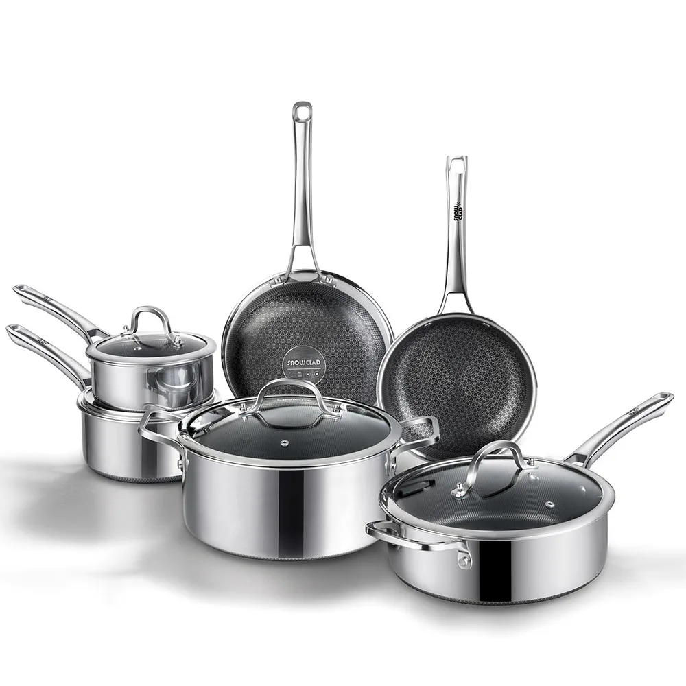 

Pots and Pans Set Non Stick, 10 Pcs Hybrid Stainless Steel Cookware Sets, Non Stick Frying Pans