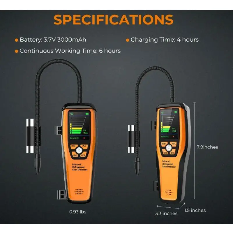 Elitech ILD-200 Infrared Electronic Refrigerant Heat Pump Leak Detector HVAC IP65 Protection 10-Year Sensor Life