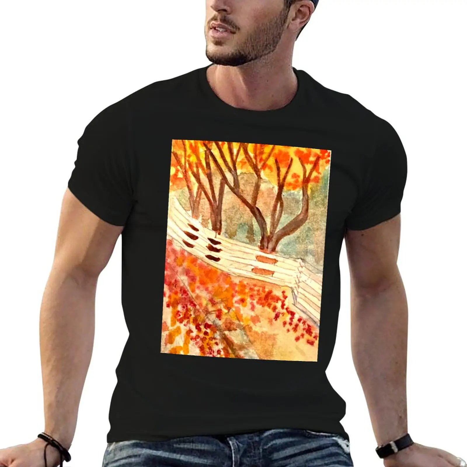Fall Leaves in Orchards T-Shirt Simple Trendy Casual T-Shirt