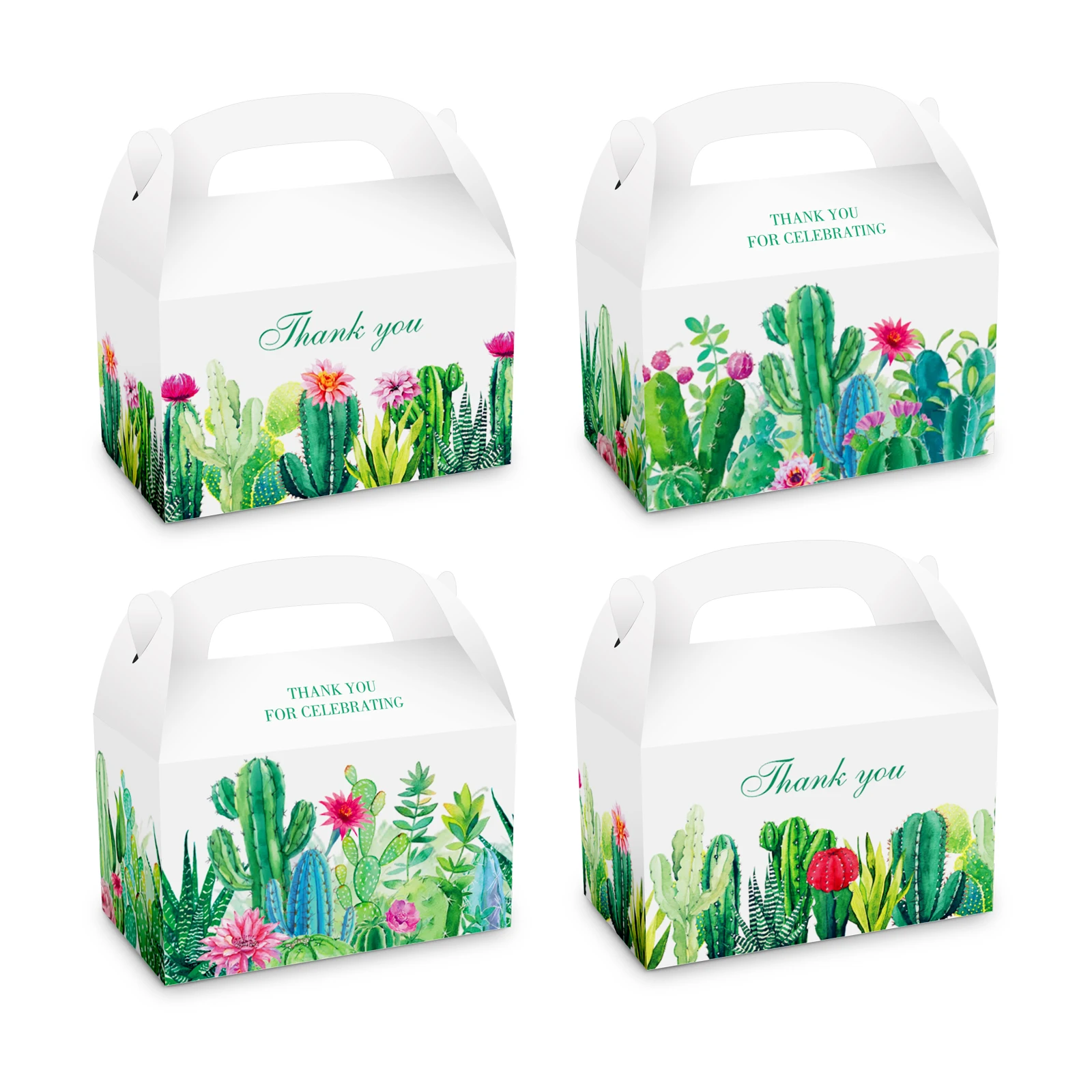 

DD159 4Pcs Summer Mexican Cactus Flower Birthday Party Portable Packing Gift Bag Boxes Hawaii Baby Shower Party Decorations