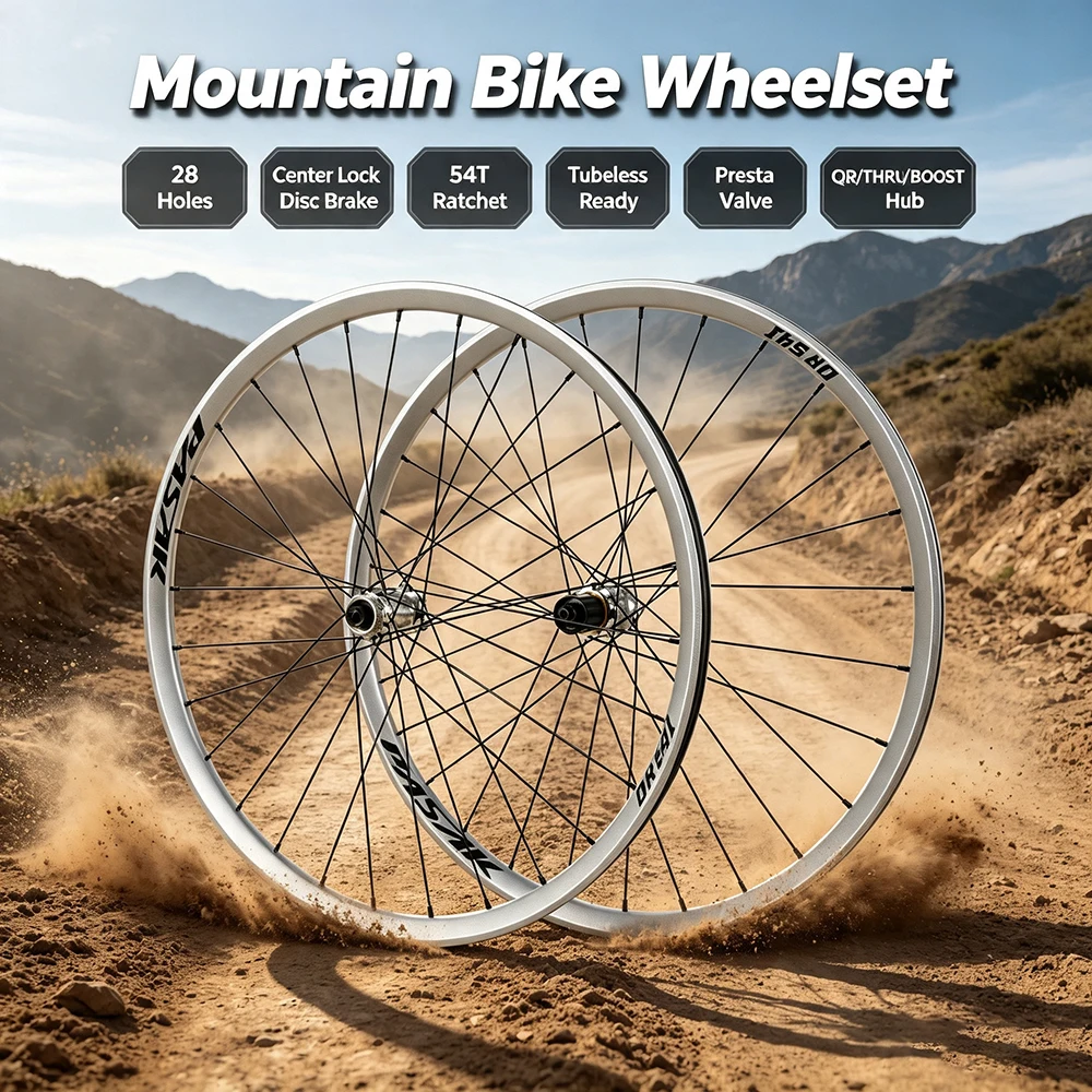 Pasak Mtb Wheelset 27.5/29er Tubeless Ready 28 Holes Center Lock Disc Brake 54T Ratchet 12s Hub Driver Presta Valve
