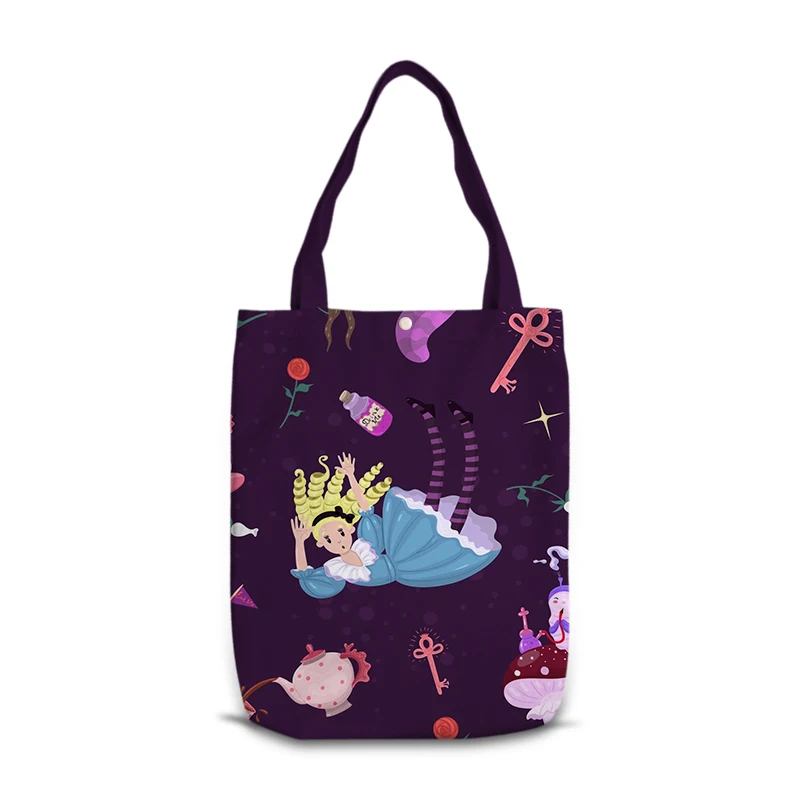 Disney Alice in Wonderland M0041 Anime Shoulder Bags Cartoon Customized Shopping Bag Casual Tote Storage Handbag Gift