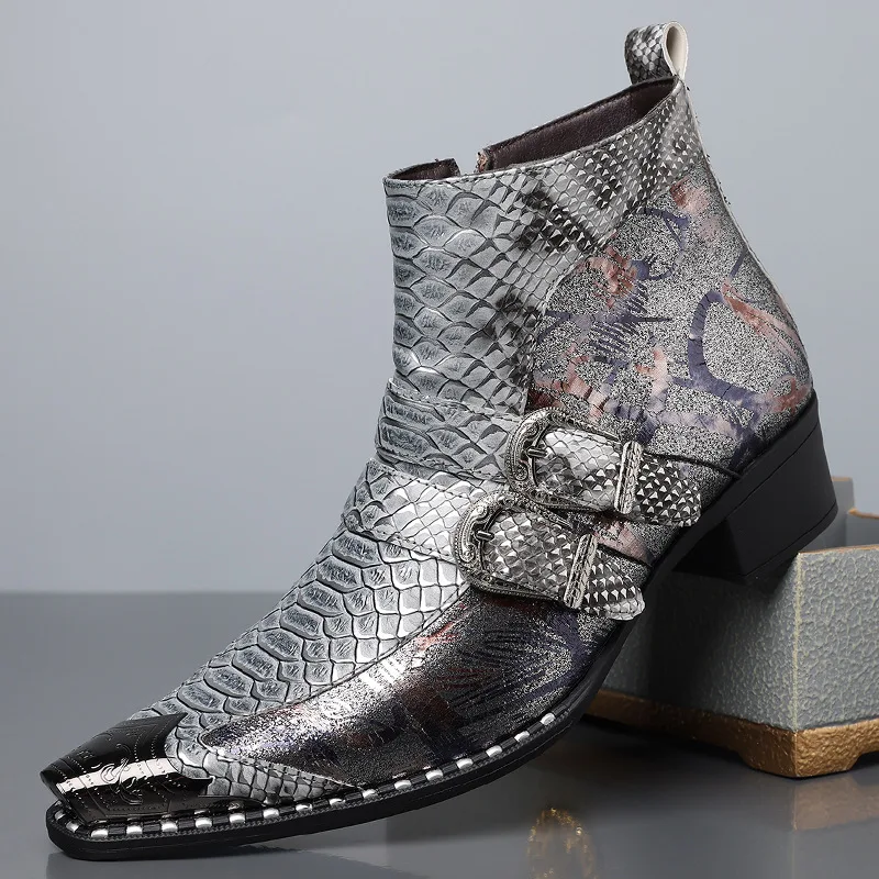 Mens Retro Cowboy Leather Ankle Boots New 2027 Height Increase Pull-On Chelsea Short Boots Plus Size 47-48 Luxury Designer Shoes