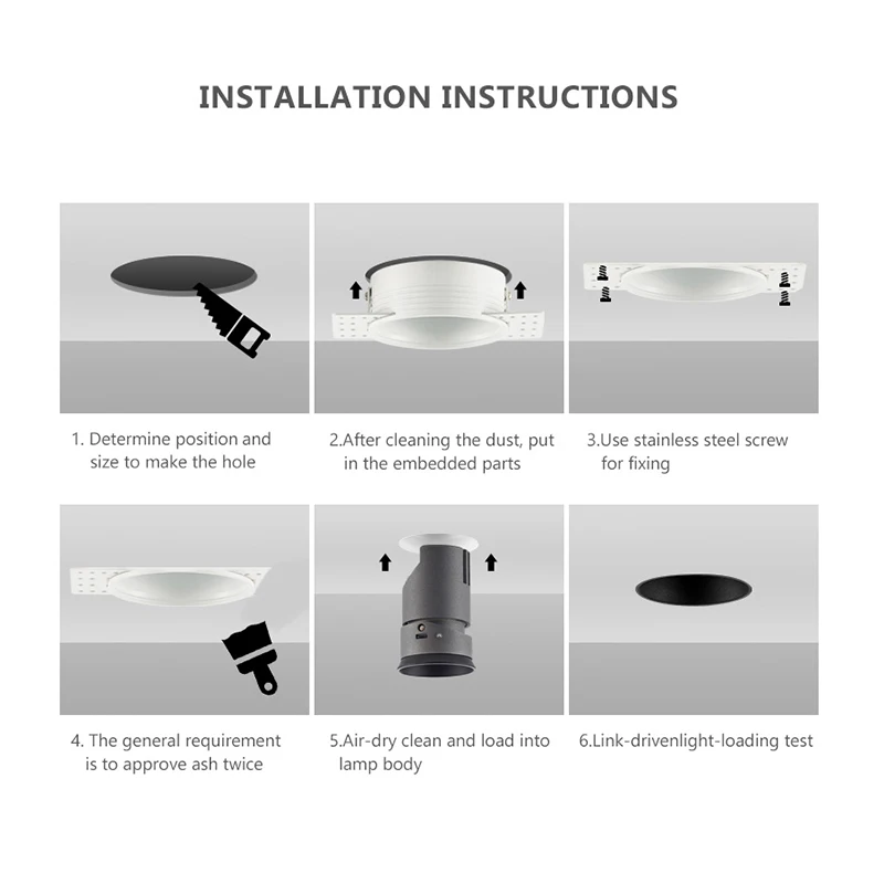 COOJUN LED Borderless Spot Light 7W Ra93 110-240V COB Deep Anti-dazzle Embedded Ceiling Spotlight Hidden Downlight Indoor Lights