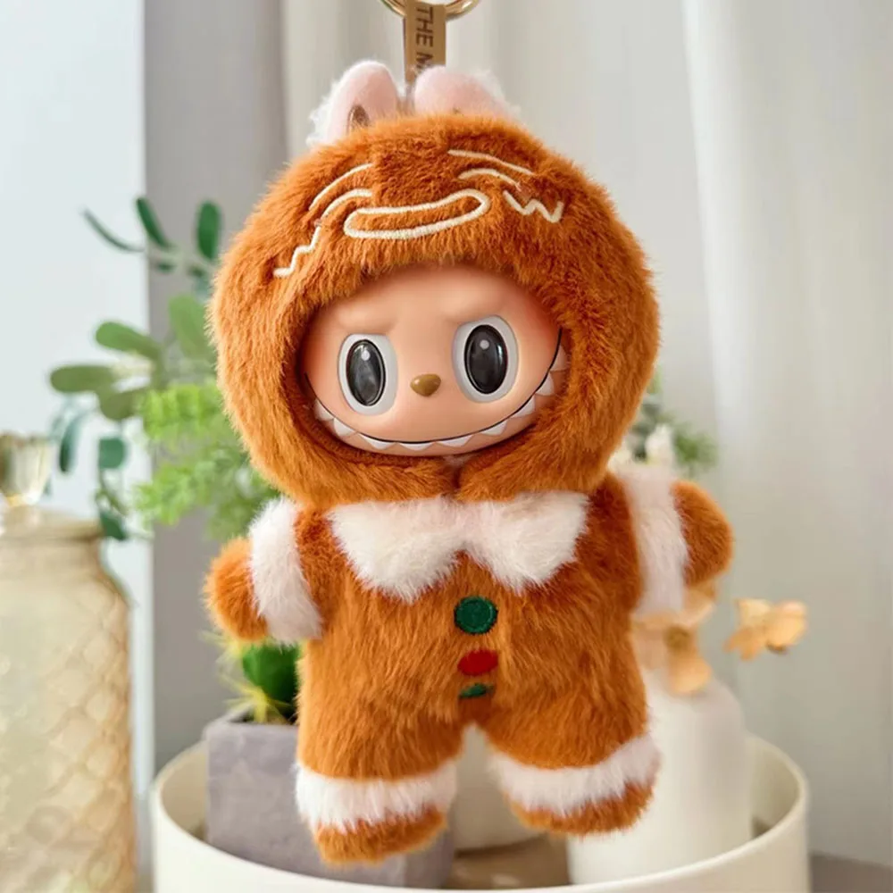 [بدون دمية] ملابس دمية قطيفة لطيفة ملابس عيد الميلاد لـ 17 سنتيمتر Labubu هدية عيد الميلاد إكسسوارات ملابس لطيفة