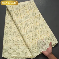 SJD LACE African Cotton Lace Fabric with Rhinestones Austria 2024 High Quality Nigerian Cotton for Sewing Women Party Dress 4009