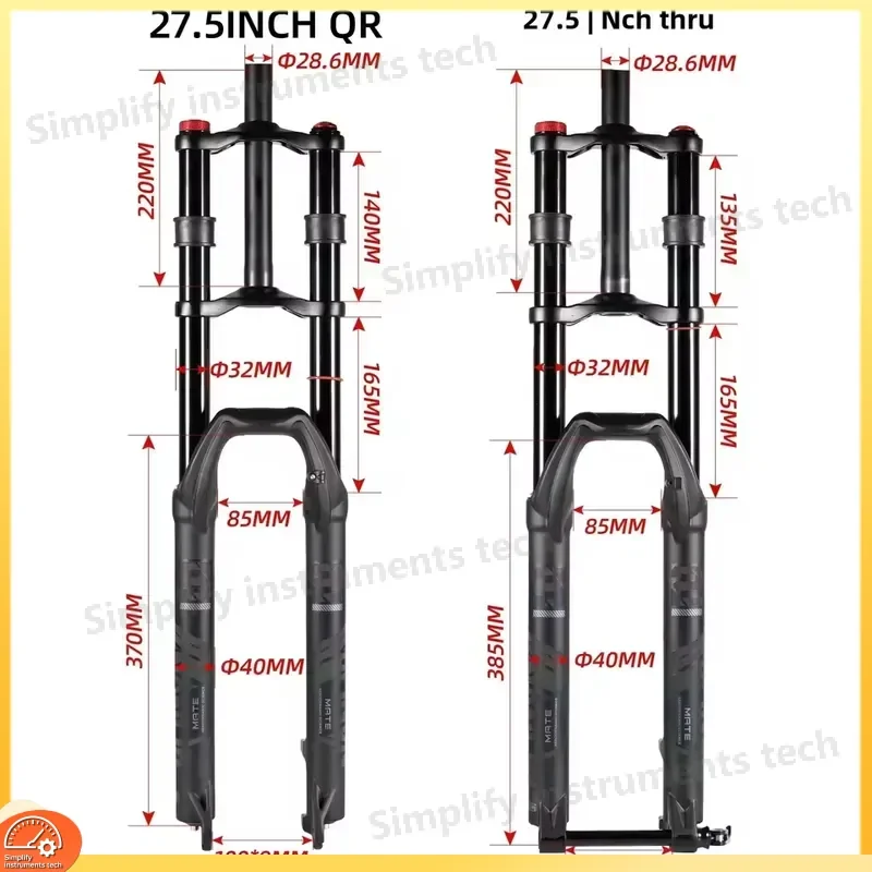 27.5 29 Inch MTB Air Suspension Fork 150mm Travel Double Shoulder Snow Front Fork for Bicycle 15 9mm Thru Axle